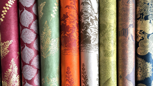 Rolls of colourful Nepalese lokta papers