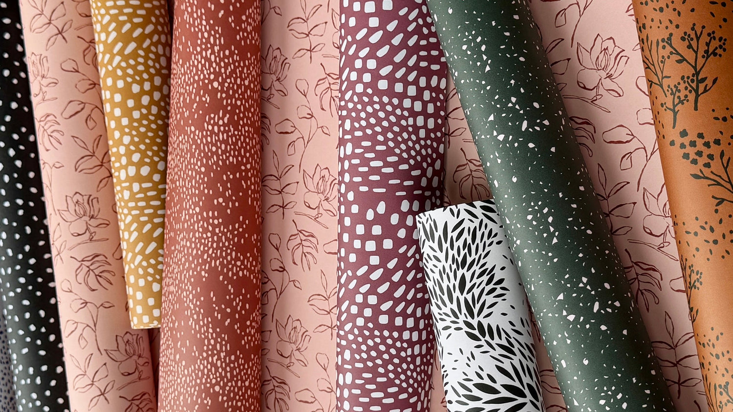 rolls of  abstract wrapping papers