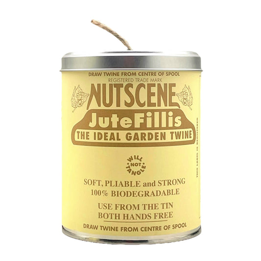 A tin of natural jute twine by Nutscene
