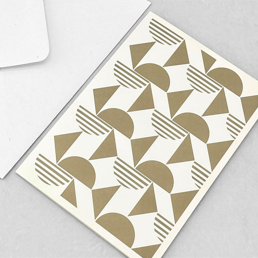 Greeting card with gold abstract geometric design by Amaretti Design
