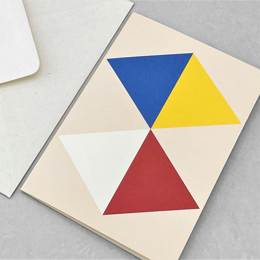 Greeting card with colourful abstract triangles by Amaretti design