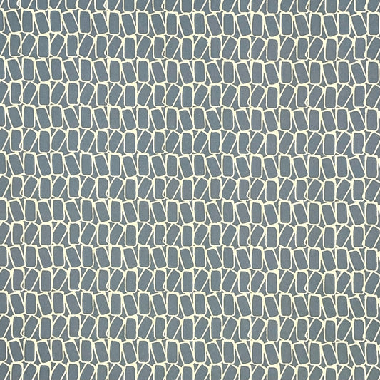 wrapping paper by Anne Davison Studio.  Creamy domino outlined shapes on a dusky blue background.