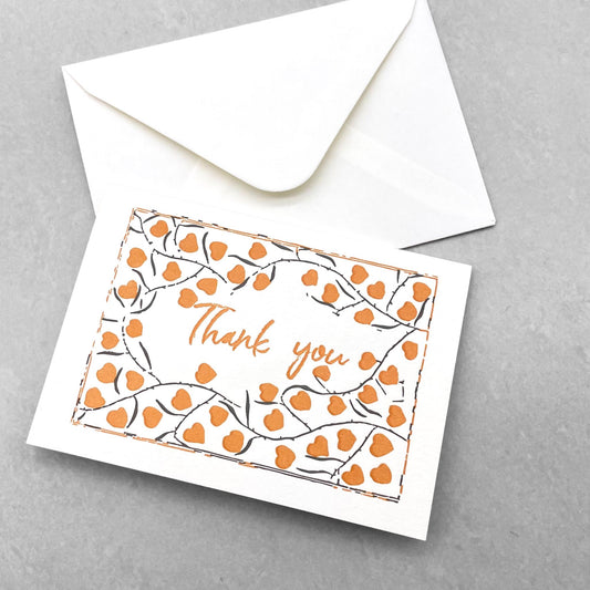 small greetings card, orange leaves and thank you messages, by Archivist Gallery