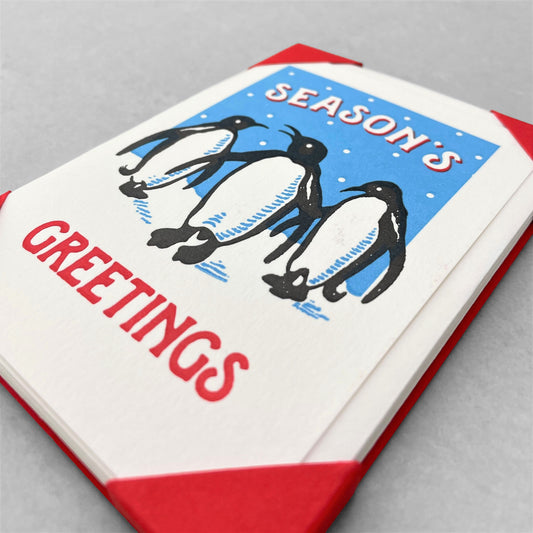 small greetings card with penguin design and season's greeting message, by Archivist Gallery