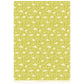 patterned paper, gift wrap with a white cornflower repeat pattern on soft lime green backdrop, by Ariana Martin, full sheet view