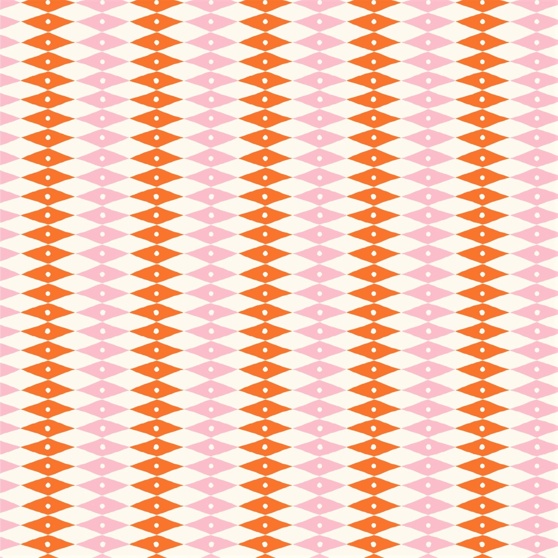 harlequin diamond design patterned paper gift wrap in pink and orange, by Ariana Martin