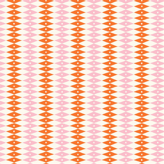 harlequin diamond design patterned paper gift wrap in pink and orange, by Ariana Martin