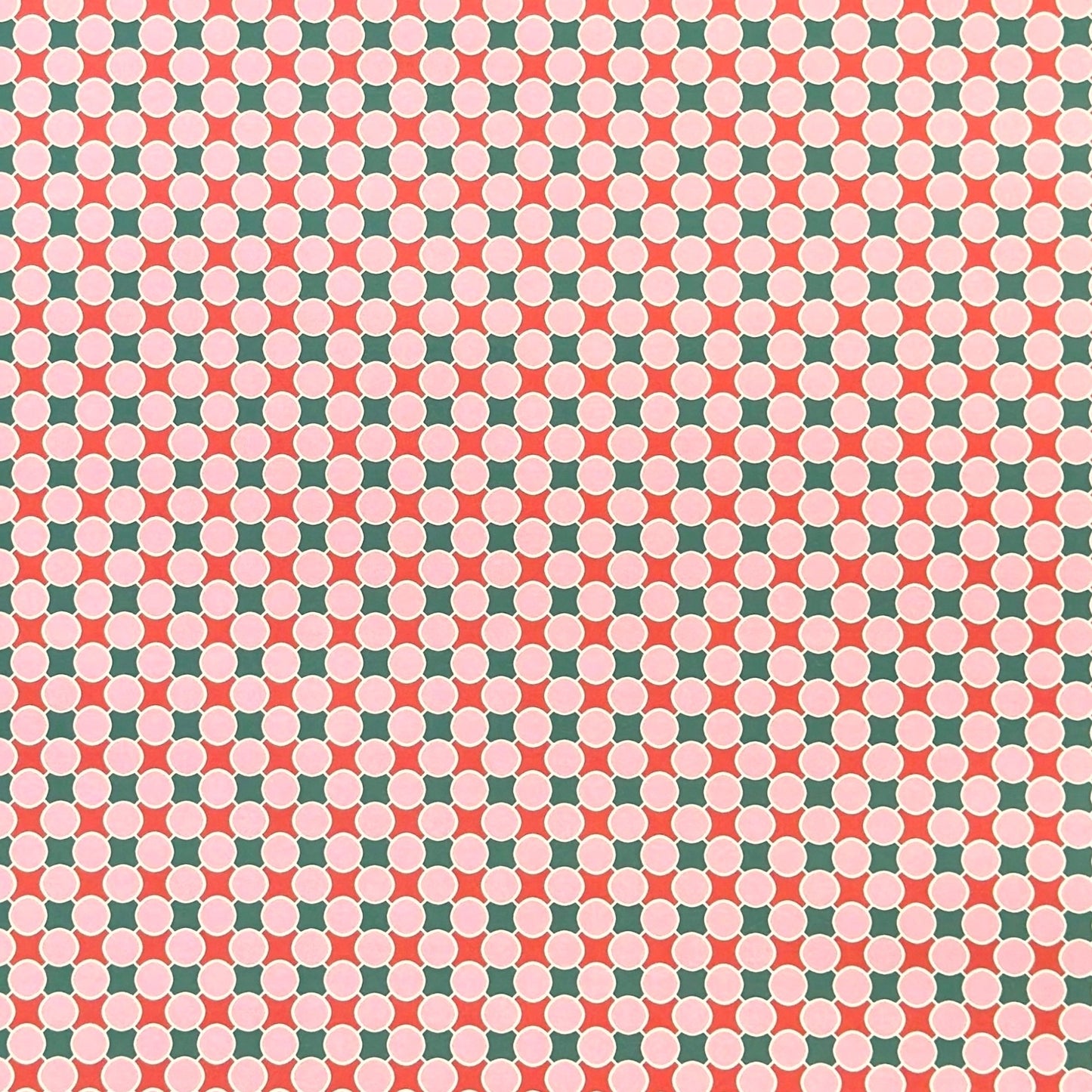 Patterned paper with pink, red and green geometric design