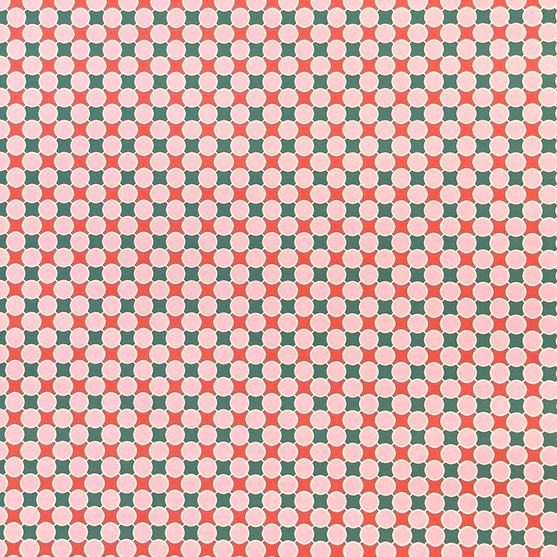 Patterned paper with pink, red and green geometric design