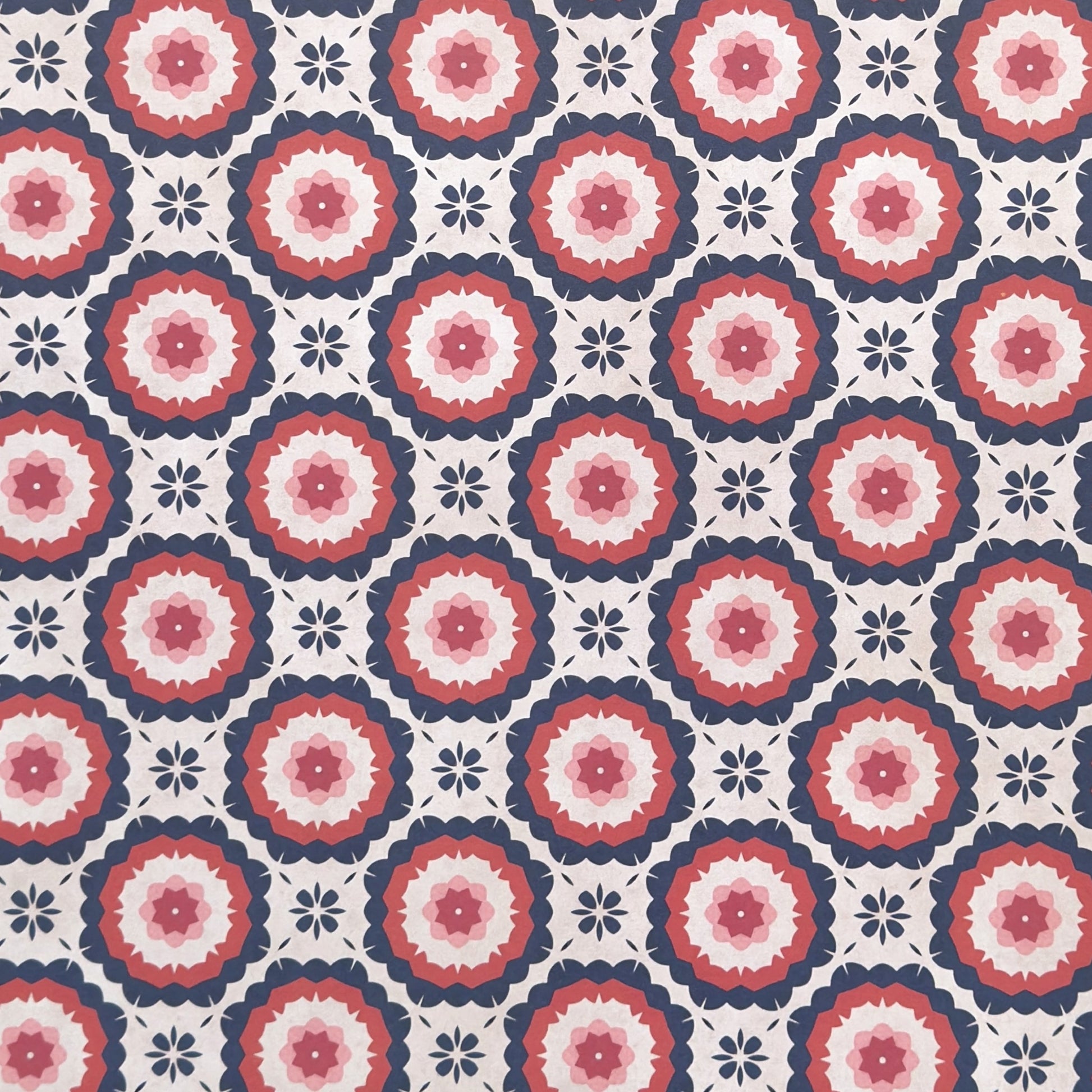 Wrapping paper with a red and blue retro geometric pattern
