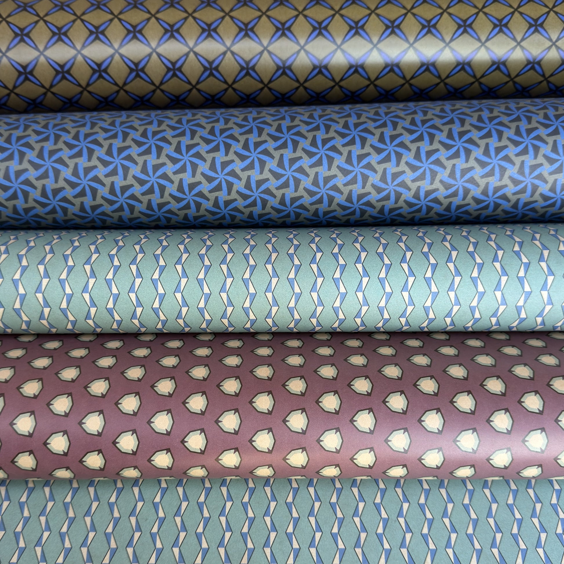 sheets of different geometric wrapping papers