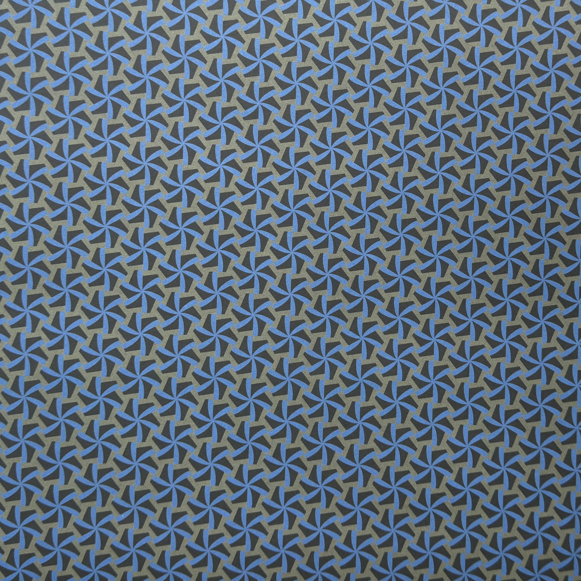 Blue and gray geometric patterned wrapping paper