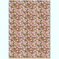 Cherry blossom patterned wrapping paper in pink, white and yellow on brown background