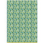 a sheet of wrapping paper with a pattern of yellow mimosa flowers and green leaves on a blue background