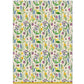 Patterned paper with colourful spring flowers and bees on a ivory background