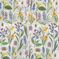 Patterned paper with colourful spring flowers and bees on a ivory background