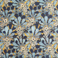wrapping paper with a stylised design of sweet chestnut flowers in blue and yellow
