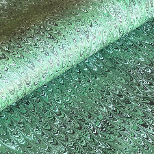 a green printed marbled wrapping paper by Compton Marbling