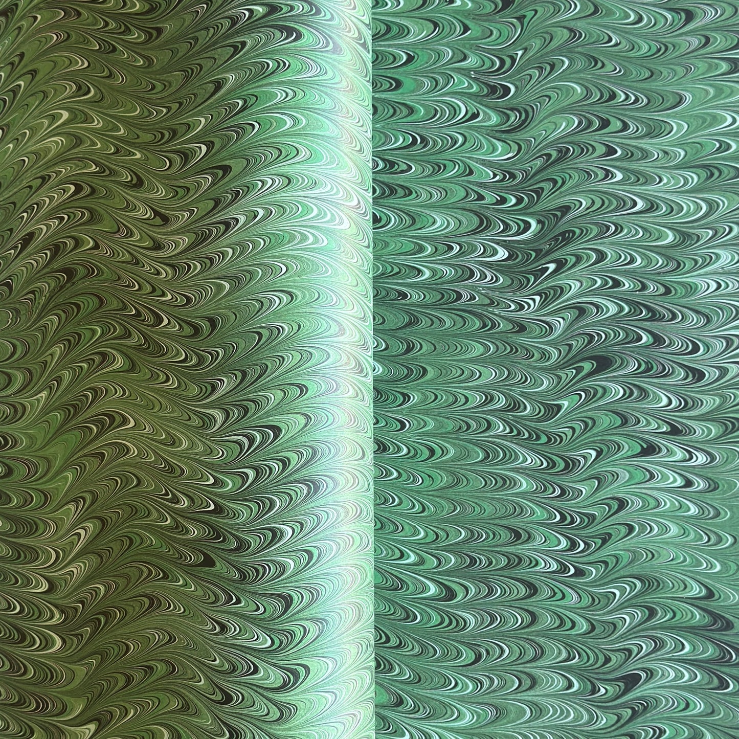 a green printed marbled wrapping paper by Compton Marbling