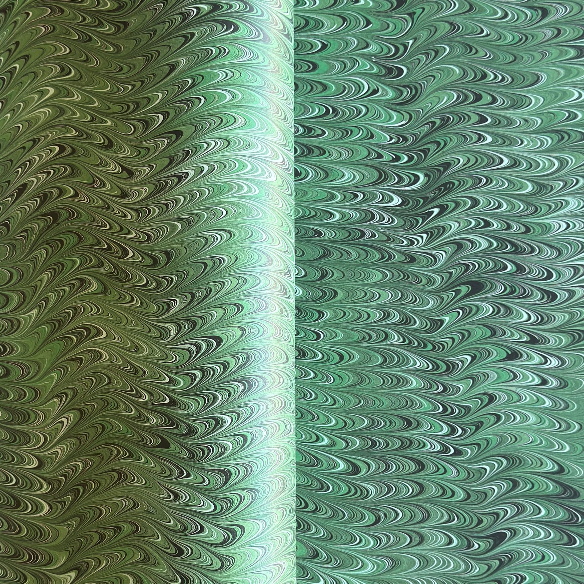 a green printed marbled wrapping paper by Compton Marbling