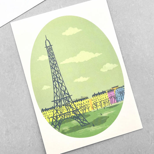 greetings card with drawing of the Eiffel tower by Elizabeth Harbour