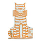 A cut-out and stand up greetings card of an orange cat with a plate of mackerel, by Elizabeth Harbour