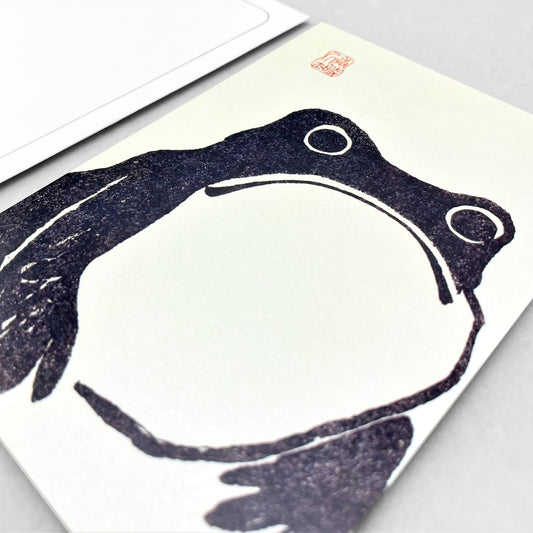 greetings card showing a black japanese frog by Ezen Design