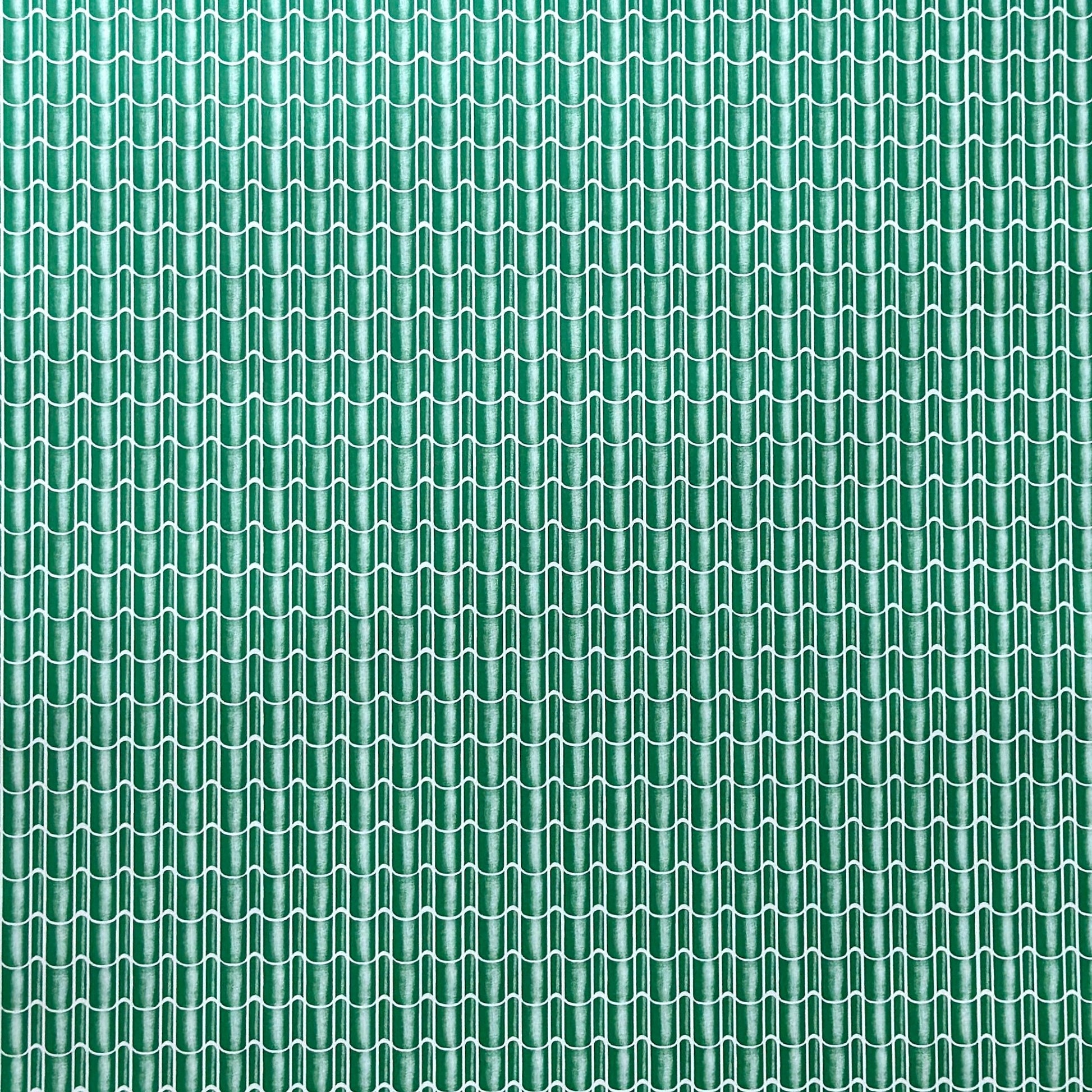 a sheet of wrapping paper with a pattern of green roof tiles