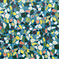 a sheet of wrapping paper with a teal blue background and terrazzo pattern