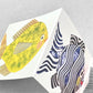 concertina greetings card of four colourful fish on four folds, by Hadley Paper Goods