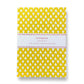 A5 notebook with bright yellow cover and repeat pattern of white triangles by Heather Evelyn