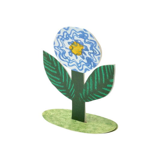 a blue flower stand-up card by Hadley Paper Goods