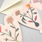 a concertina greetings card of six pink hearts with collage of wild flowers, by Hadley Paper Goods