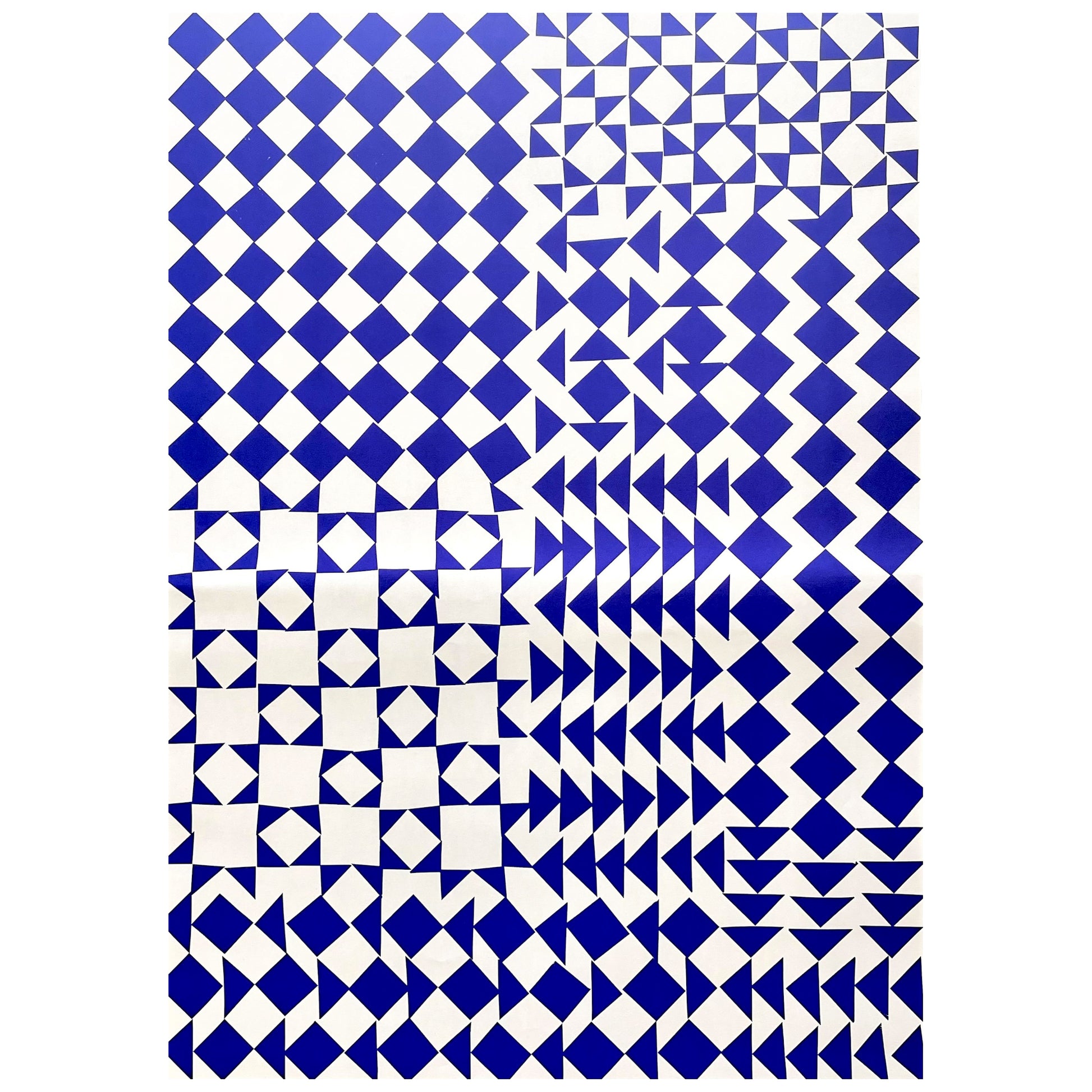 blue and white geometric wrapping paper by Hadley Paper Goods, full sheet view