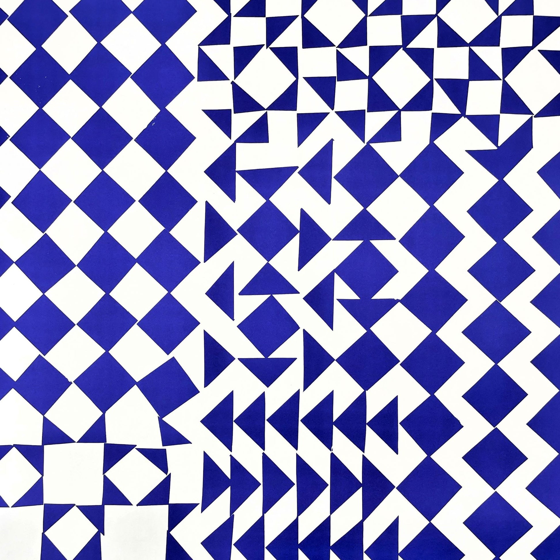 blue and white geometric wrapping paper by Hadley Paper Goods