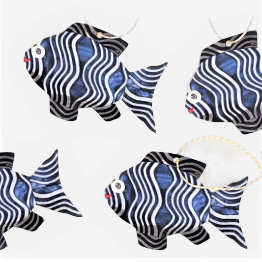 set of 5 blue fish shaped gift tags by Hadley Paper Goods