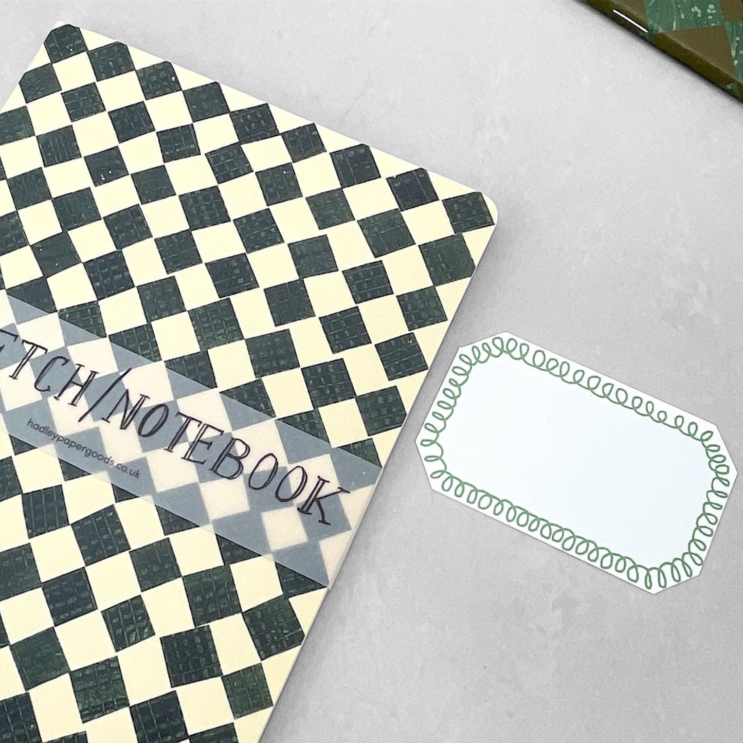 black and cream chequered soft cover notebook by Hadley Paper Goods