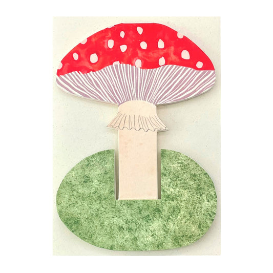 red toadstool stand-up greetings card by Hadley Paper Goods, with envelope
