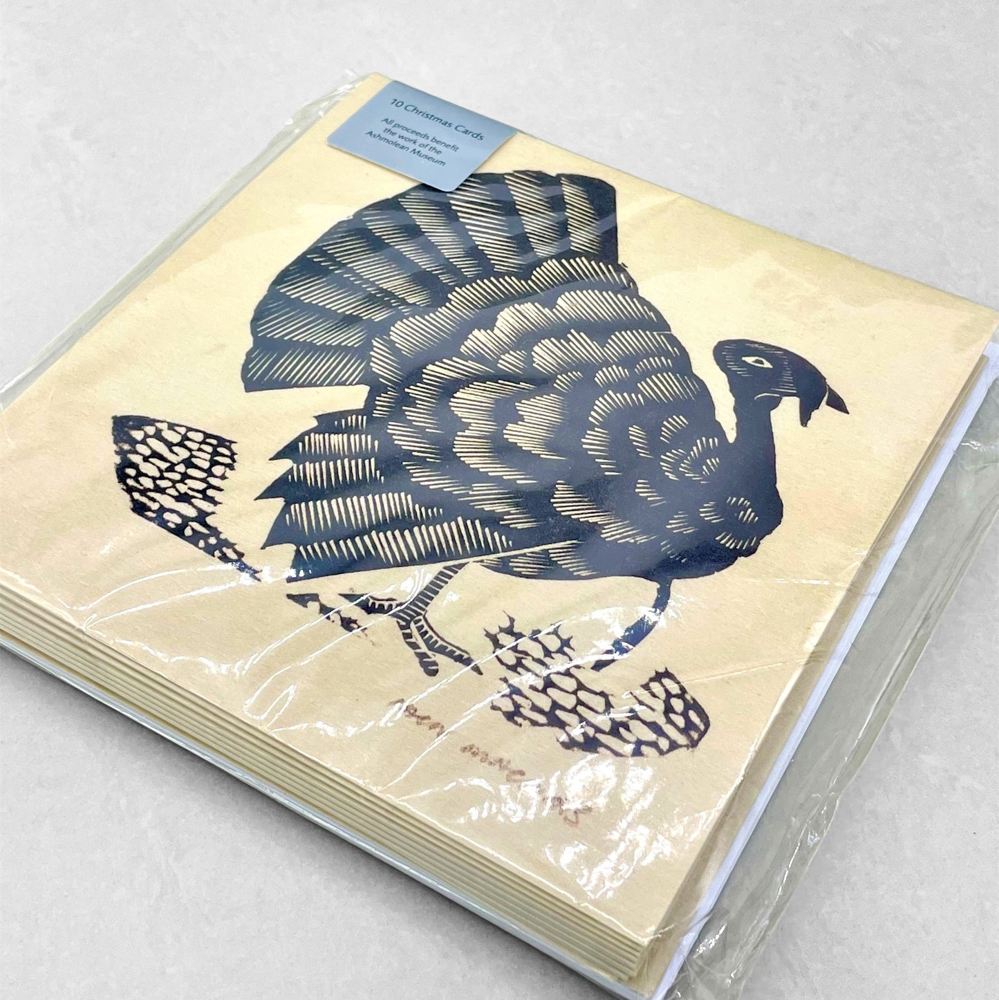 greetings card of a large black turkey on a cream backdrop by John Austin Publishing