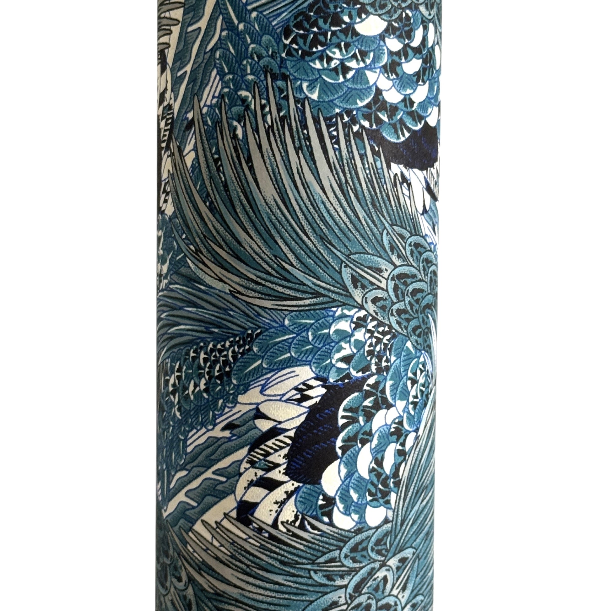 Detailed pattern of the plumage of feathers in tones of blue. Japanese chiyogami paper
