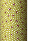 a sheet of Japanese chiyogami paper with an olive backdrop and a white dotted repeat arch pattern with red dots