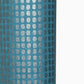 a sheet of Japanese chiyogami paper with a teal background and a repeat pattern of silver rounded rectangles