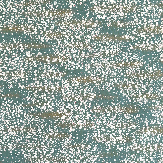 An abundance of tiny white flowers on soft teal with a dusting of gold. Japanese chiyogami paper
