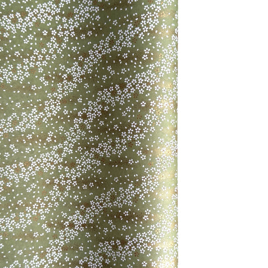 Waves of dainty white and gold flowers on a sage backdrop. Japanese chiyogami paper