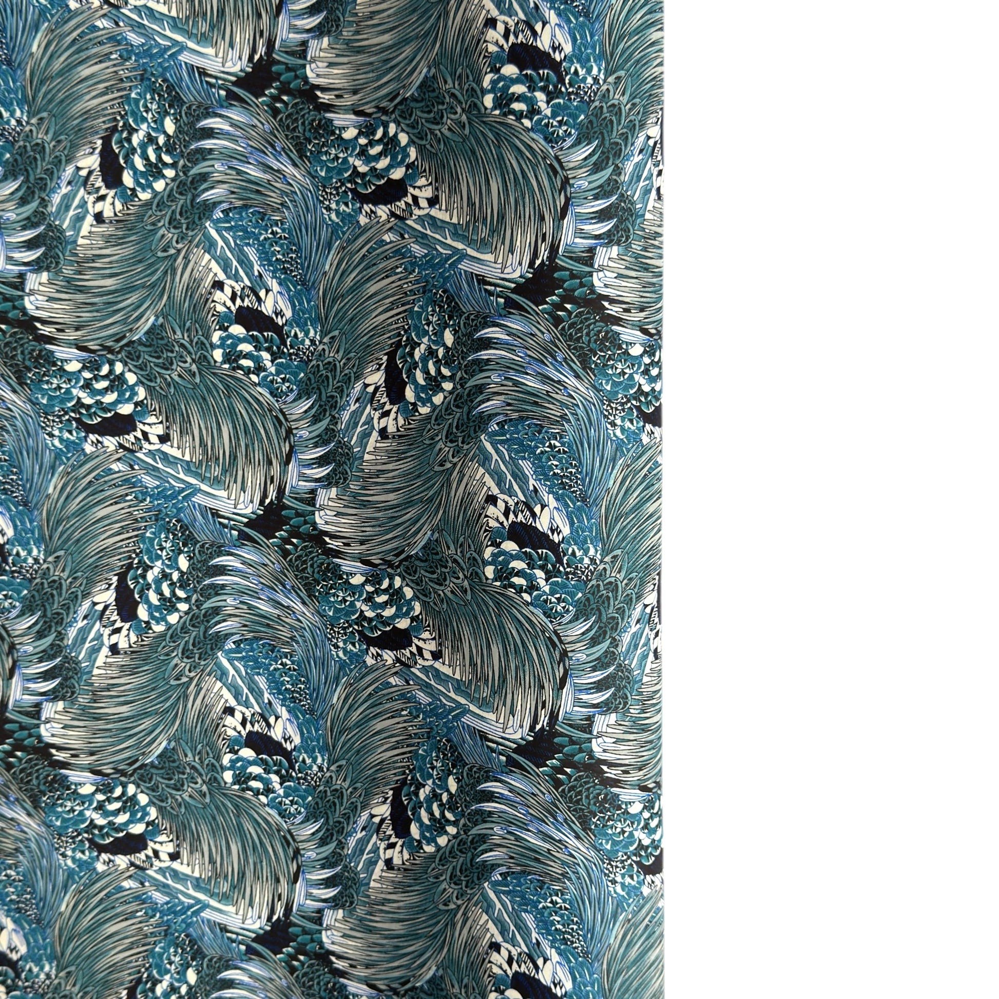 Detailed pattern of the plumage of feathers in tones of blue. Japanese chiyogami paper