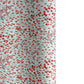 a sheet of japanese silkscreen printed chiyogami paper with a pattern of gold rivers, red falling leaves on a soft aqua background