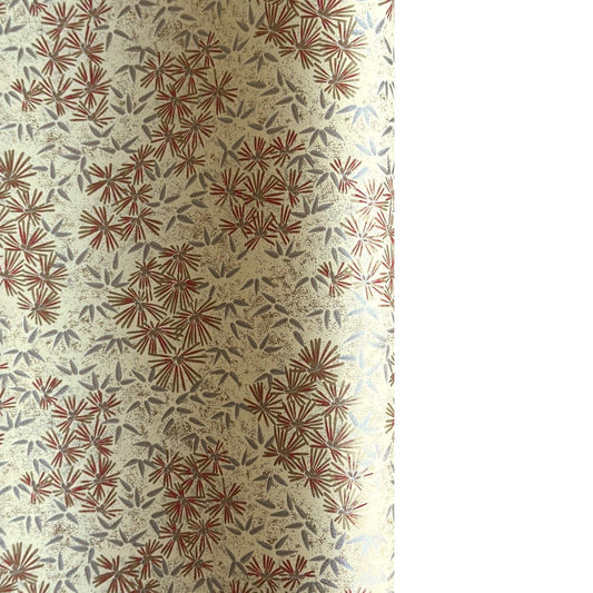Pattern of scattered pine needles (matsuba) in gold and silver on a cream backdrop. Japanese chiyogami paper