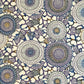 Japanese chiyogami silkscreen printed paper with a floral kiko pattern in purple and blue on a cream backdrop