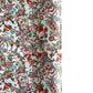 Japanese chiyogami paper silkscreened with a paisley floral style pattern in red, aqua, green and gold on a white background.