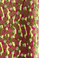 a sheet of Japanese chiyogami yuzen paper with wavy stripes in magenta, green and yellow, overlaid with circles with delicate flowers in the middle and outlined in gold.